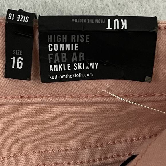 Kut from the Kloth Jeans Womens 16 Pink Hi Rise Connie Raw Hem Skinny Jeans - Picture 12 of 16